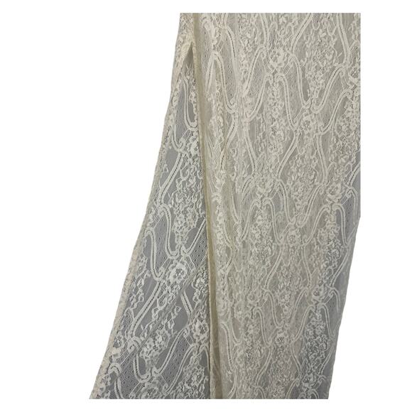 Lush Sheer Cream Lace Long Maxi Dress Womens Medium Romantic Boho Chic - Picture 4 of 6